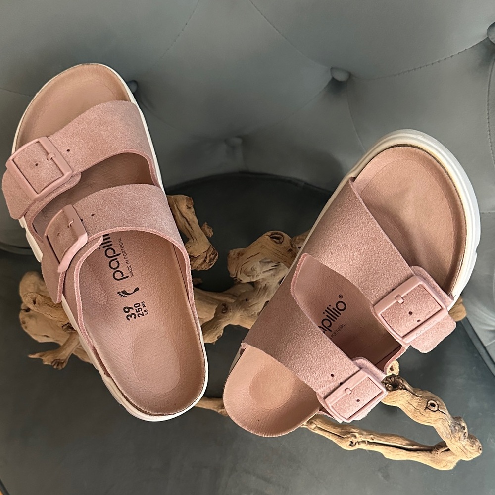 Papillio Dusty Pink Suede Double Buckle women ‘S Sandals /39